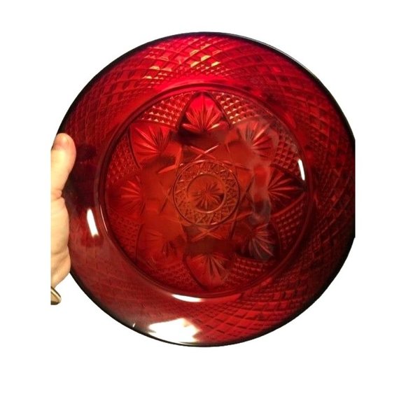 Cristal D'Arques-Durand Ruby Red Salad Dessert Plate 8" - Picture 1 of 6